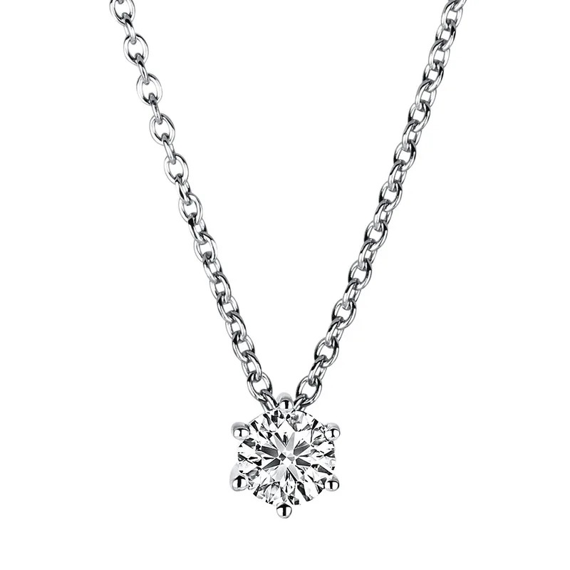 Solitaire necklace 750 white gold 18kt 0.1ct