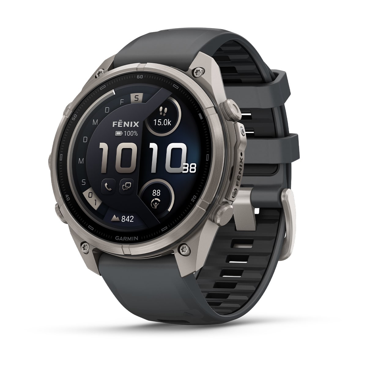 Garmin fēnix® 9 Pro inReach® - 47 mm AMOLED Sapphire Titanium with Graphite/Black Silicone Band 010-04336-21