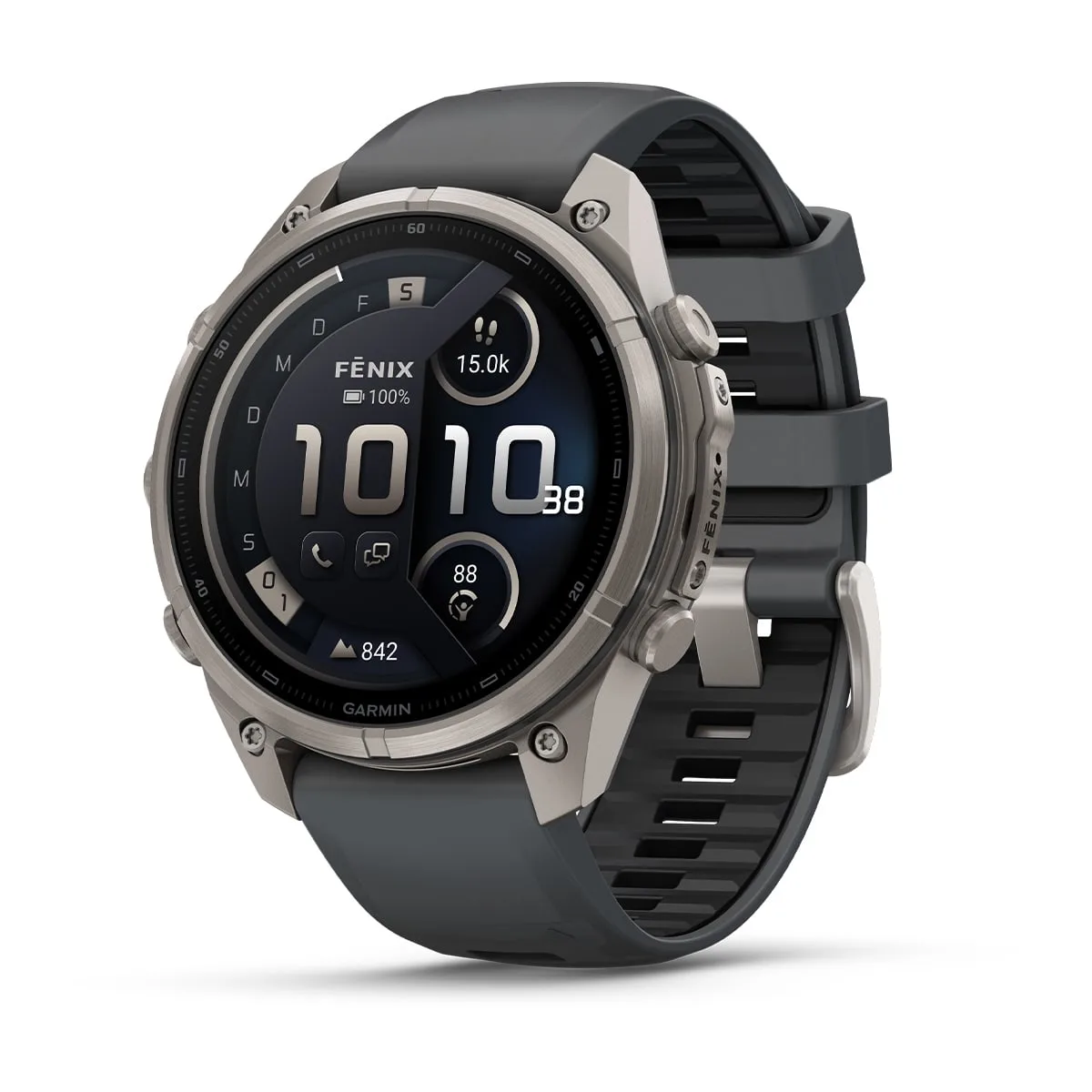 Garmin fēnix® 9 Pro inReach® - 47 mm AMOLED Sapphire Titanium with Graphite/Black Silicone Band 010-04336-21
