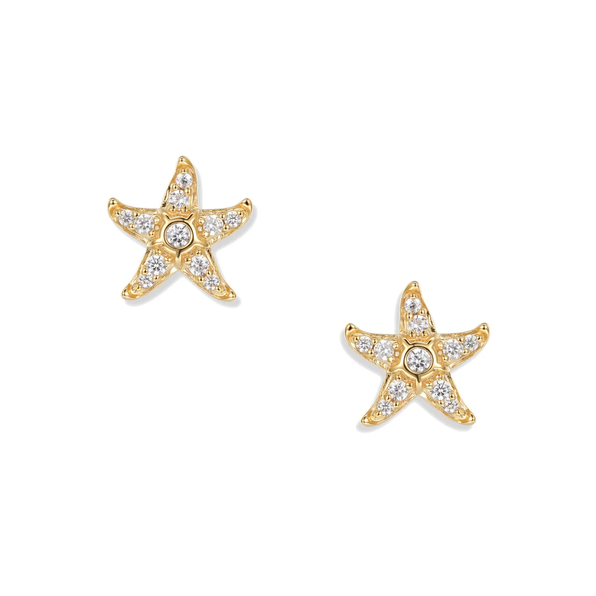At the time, Svenja Crystal Starfish Earrings, White Zirconia, 1.2 x 1 cm
