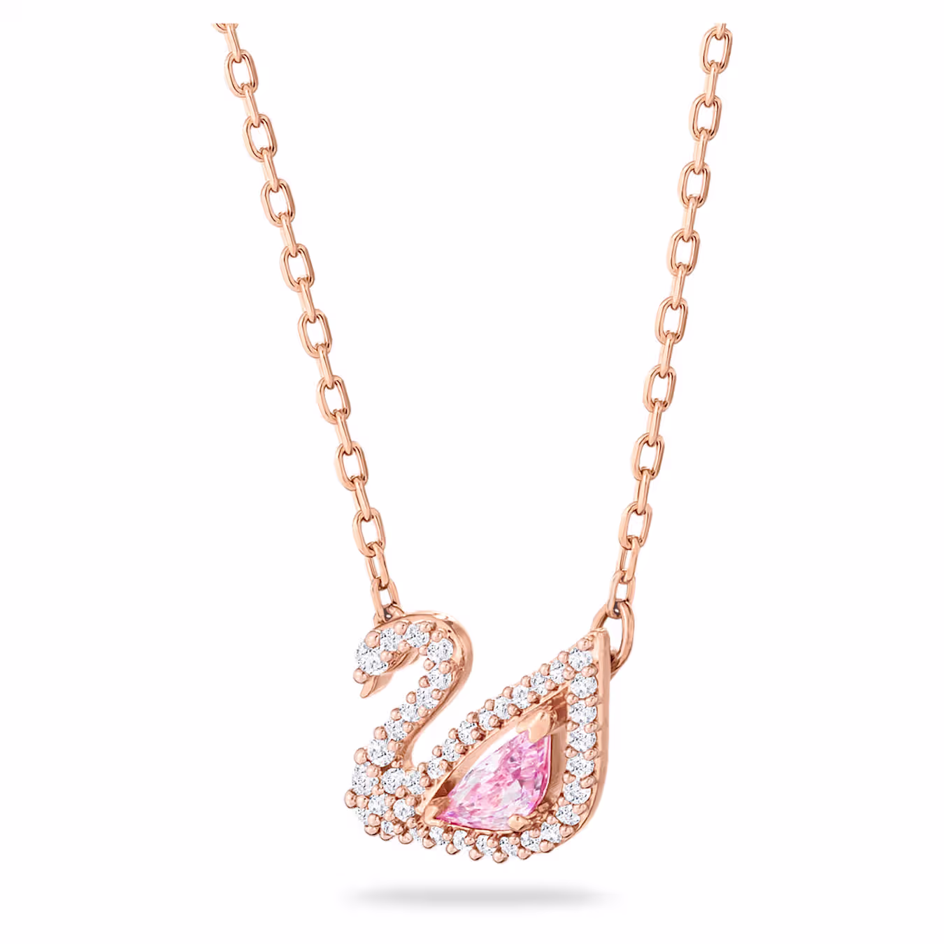 Swarovski Swan Necklace, Pink, 18k rose gold plated