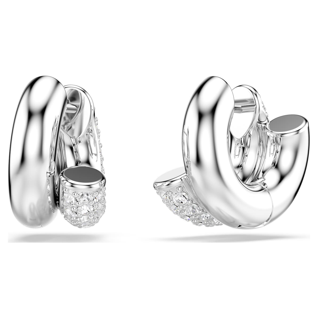 Swarovski Dextera hoop earrings, round cut, mini, white, rhodium-plated