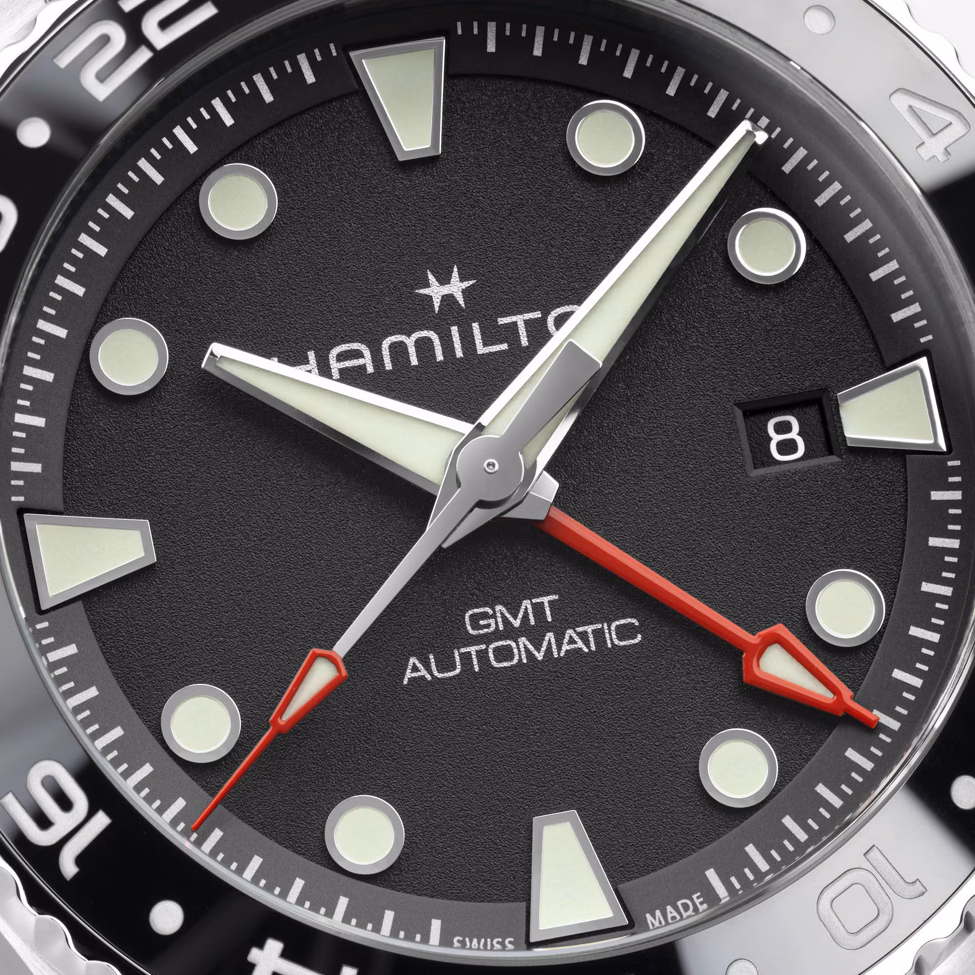 Hamilton Khaki Navy Scuba Auto GMT Black Rubber Strap 43mm Men's Watch H82555330