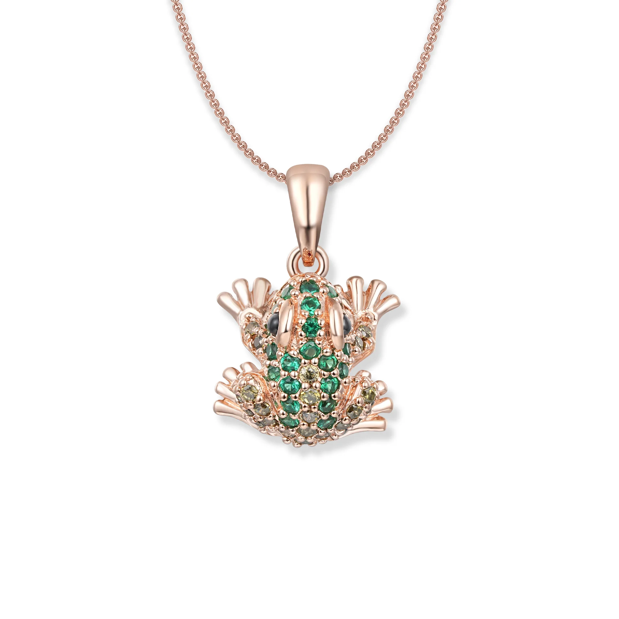 Tom Green Frog Pendant Necklace, Fancy Frogs Edition, green cubic zirconia