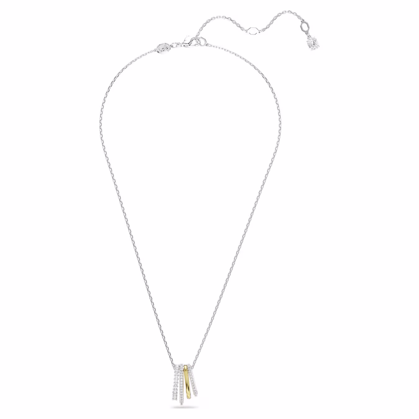 Swarovski Hyperbola pendant, various cuts, white, mixed metals