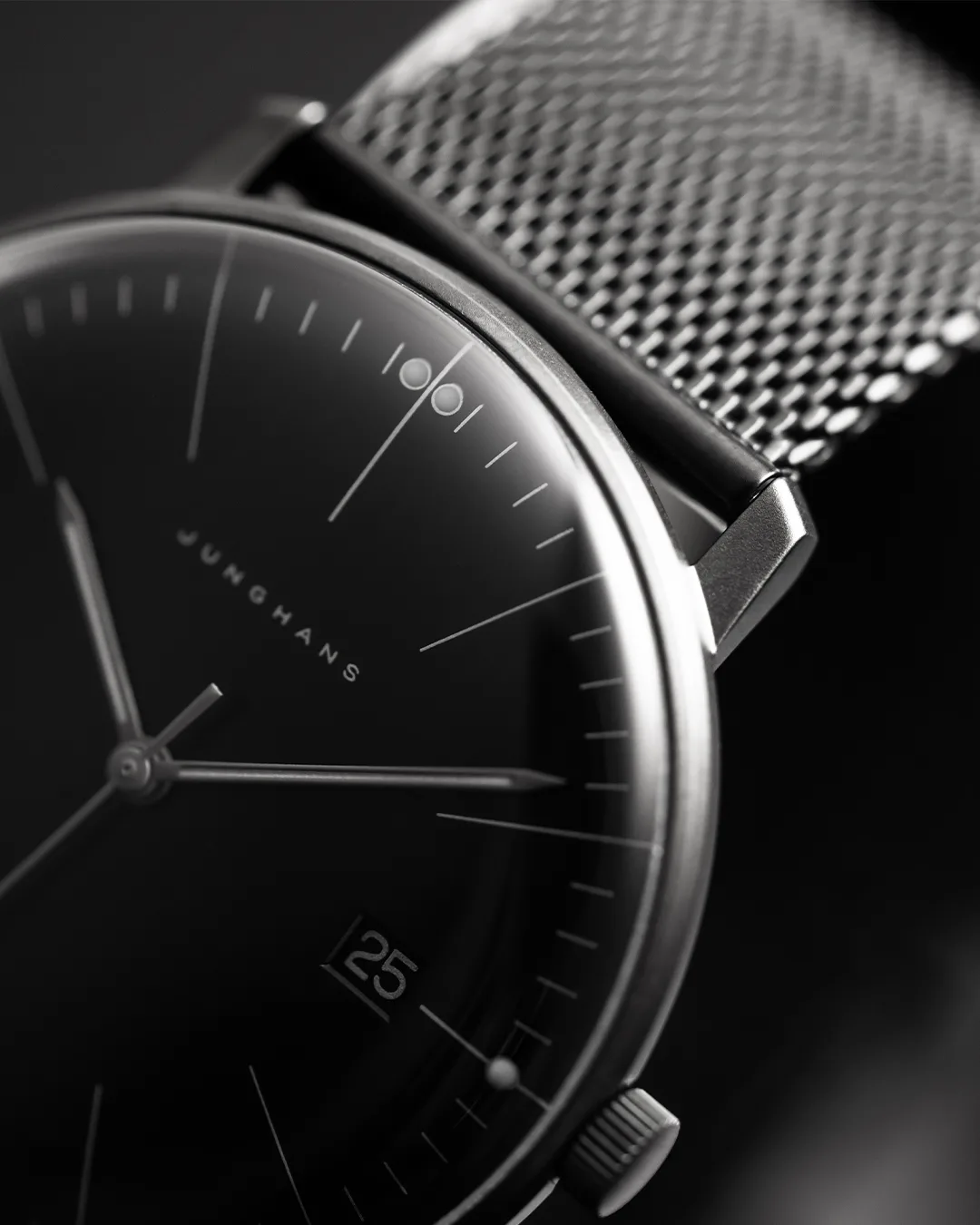 Junghans max bill Quartz Black PVD Milanese Bracelet Mens Watch 41/4660.46