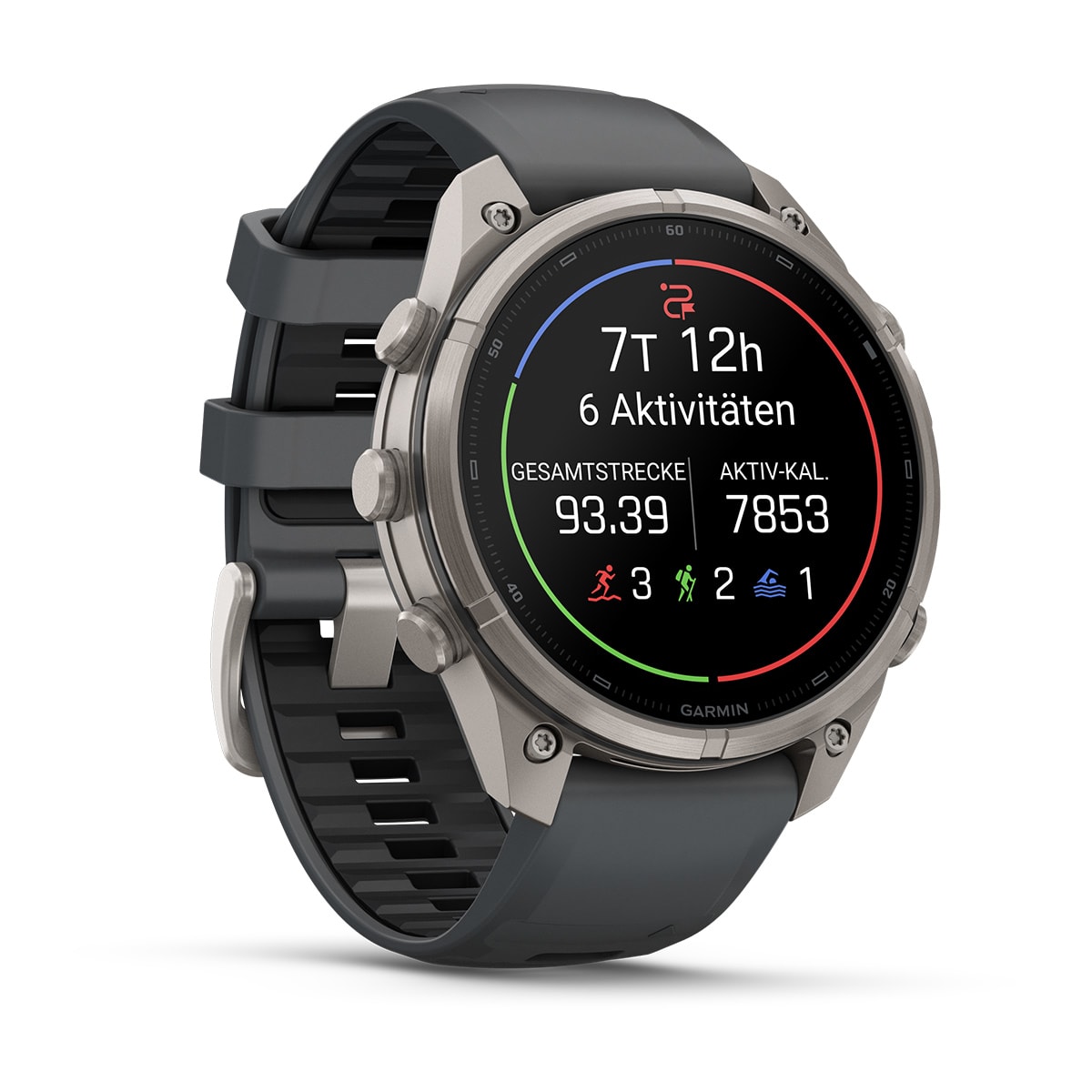 Garmin fēnix® 9 Pro inReach® - 47 mm AMOLED Sapphire Titanium with Graphite/Black Silicone Band 010-04336-21