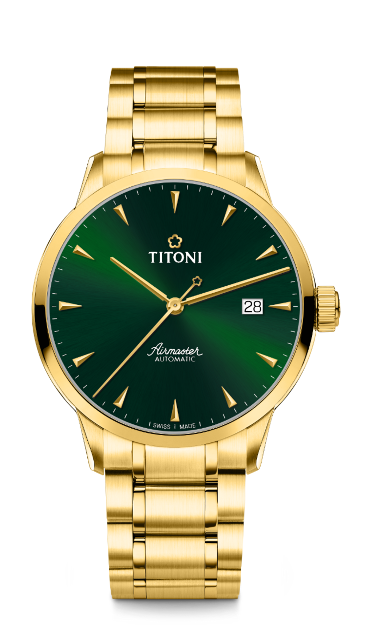 Titoni Airmaster Yellow Gold, Green Men's Watch 83733G-673