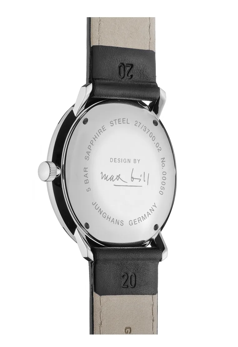 Junghans max bill Hand Winding 34mm Leather Strap Mens Watch 27/3700.02