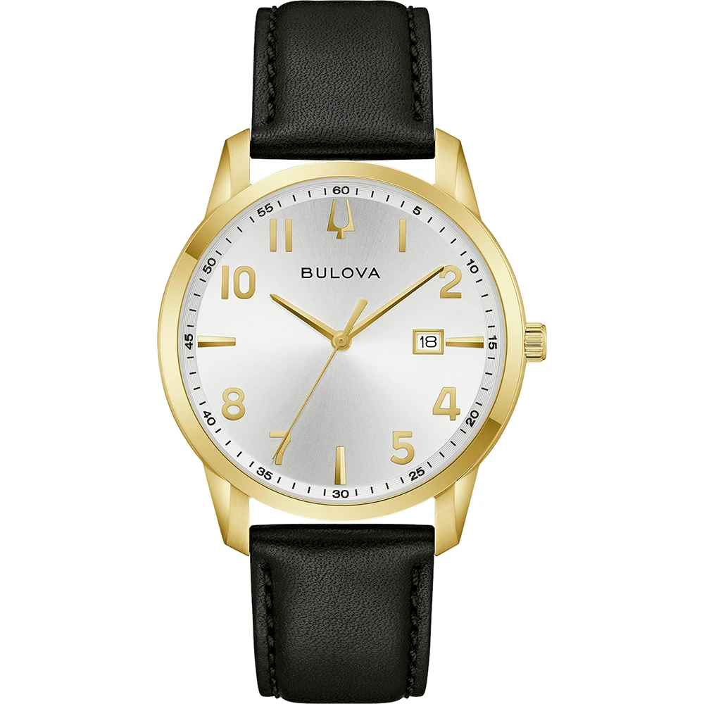 Bulova Classic Leather White Dial, 40mm Men's Watch 97B238