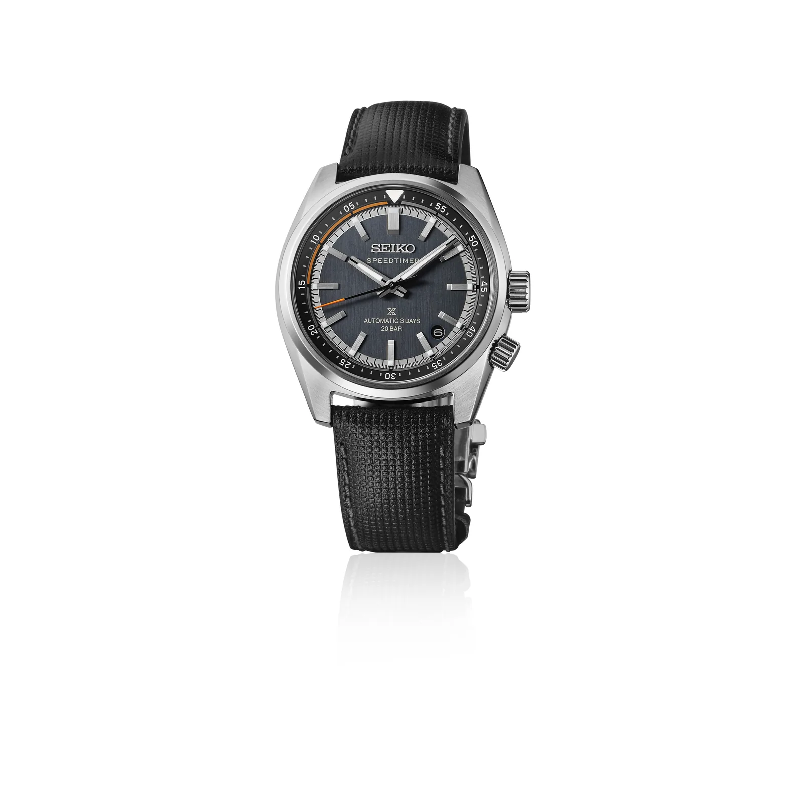 Seiko Prospex Speedtimer Automatic Blue Grey Leather Strap Mens Watch HBC004J1