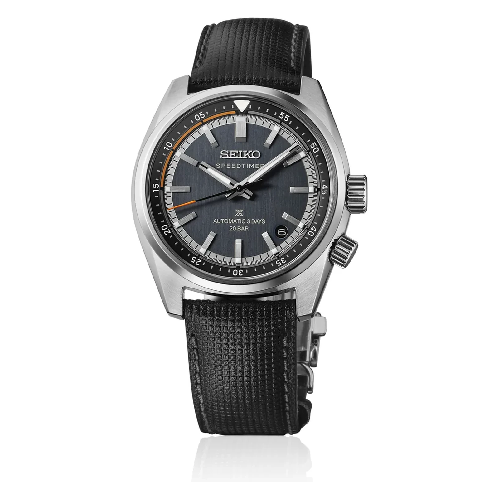 Seiko Prospex Speedtimer Automatic Blue Grey Leather Strap Mens Watch HBC004J1