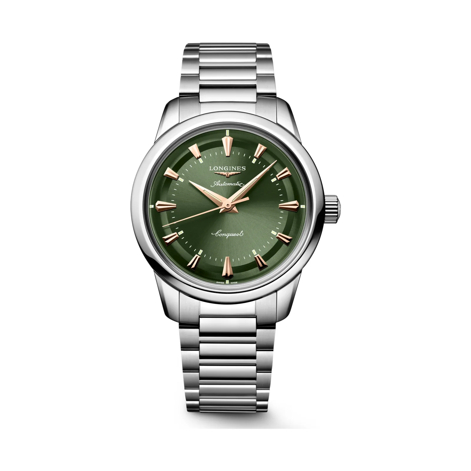 Longines Conquest Heritage Automatic 38 mm Steel Bracelet Green Mens Watch L1.649.4.02.6