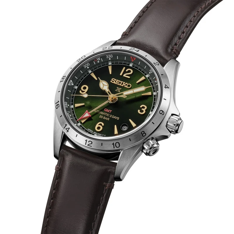 Seiko PROSPEX Automatic GMT 39.5mm Leather Strap, 72 Hour Power Reserve Men's Watch HBC007J1