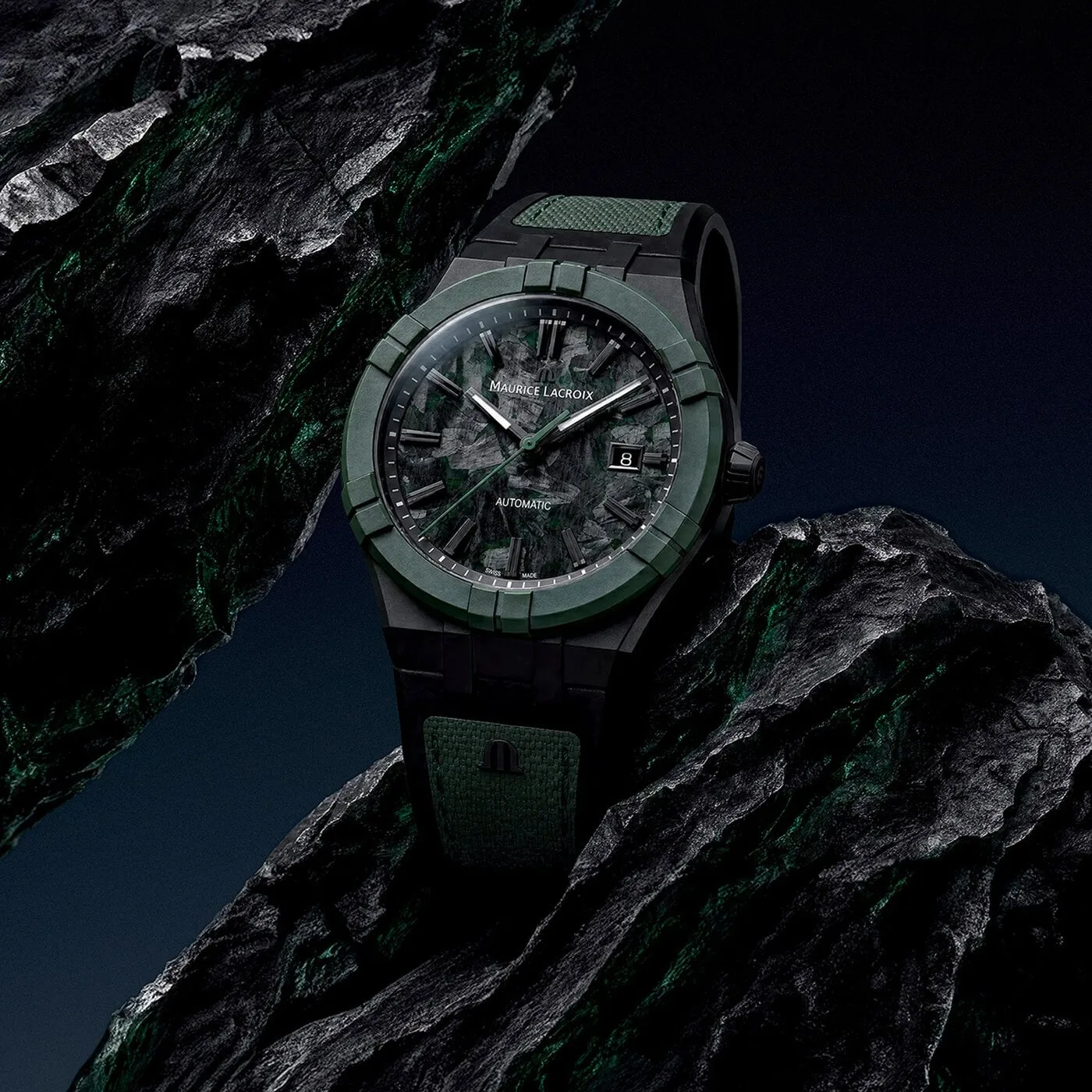 Maurice Lacroix Aikon-IC Frozen Carbon Titanium Green 43 mm Mens Watch AC6008-TTL50-630-2