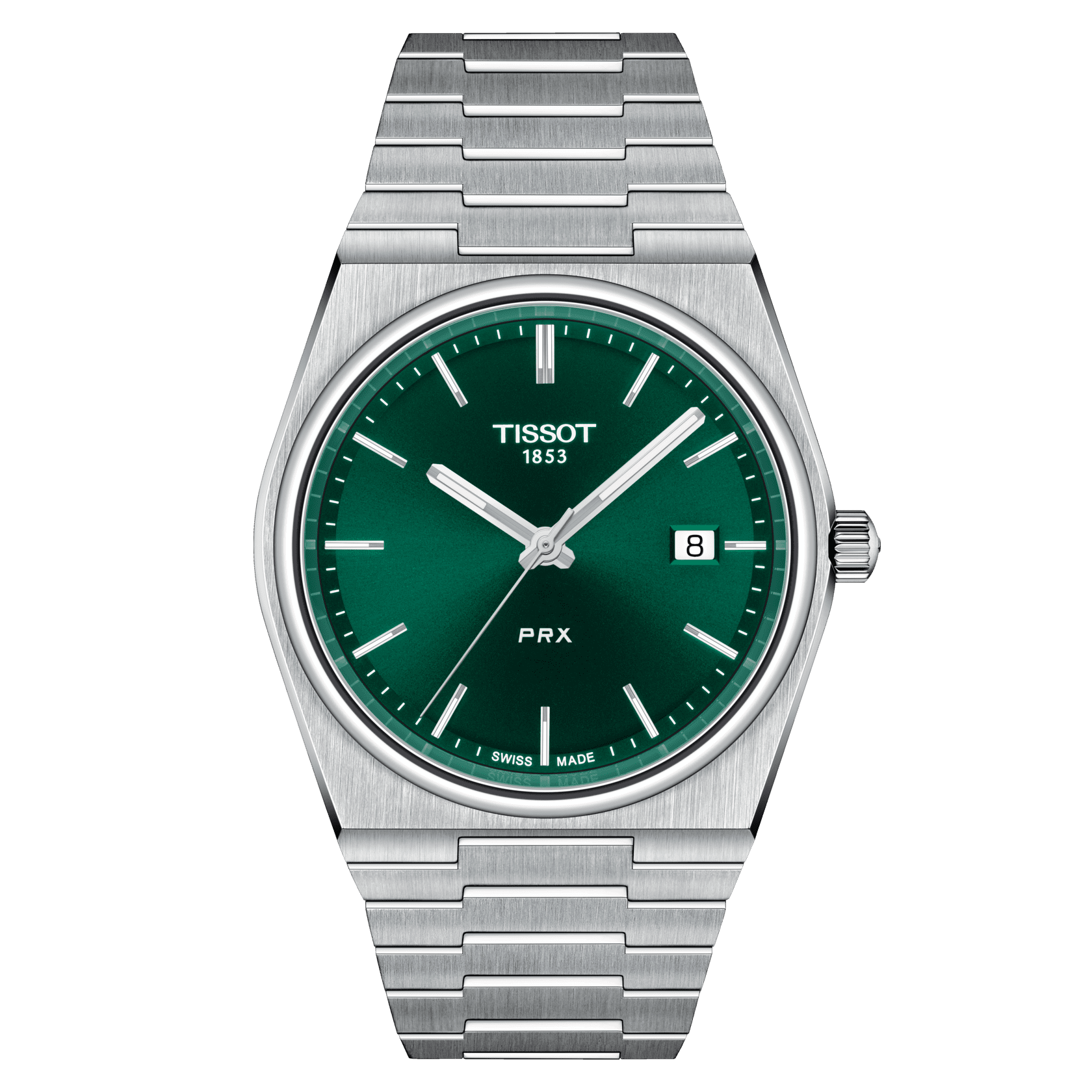 Tissot men's watch PRX set with green rubber strap T137.410.11.091.00