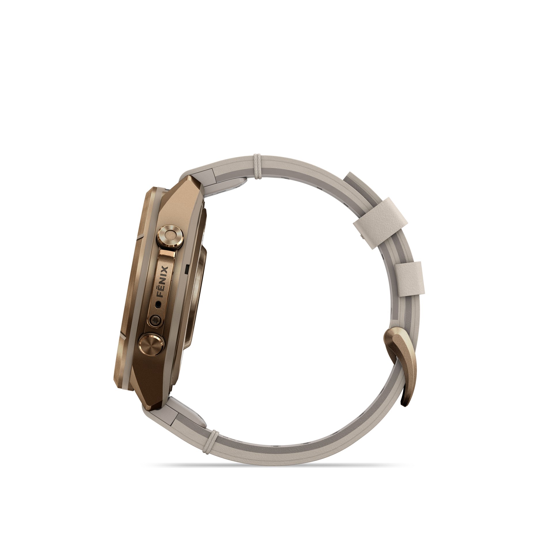 Garmin fēnix® 9 Pro inReach® - 43 mm AMOLED Sapphire Autumn Gold Titanium with Bone Leather Band + Cream/French Gray Silicone Band 010-04335-41