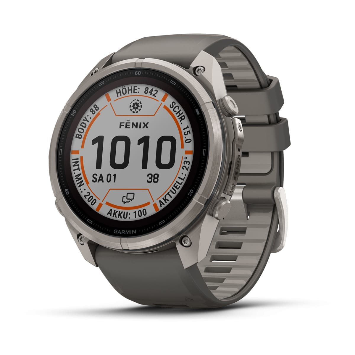 Garmin fēnix® 9 Pro inReach® Solar - 51 mm MIP Sapphire Titanium with Pebble Gray/Silver Gray Silicone Band 010-04339-01