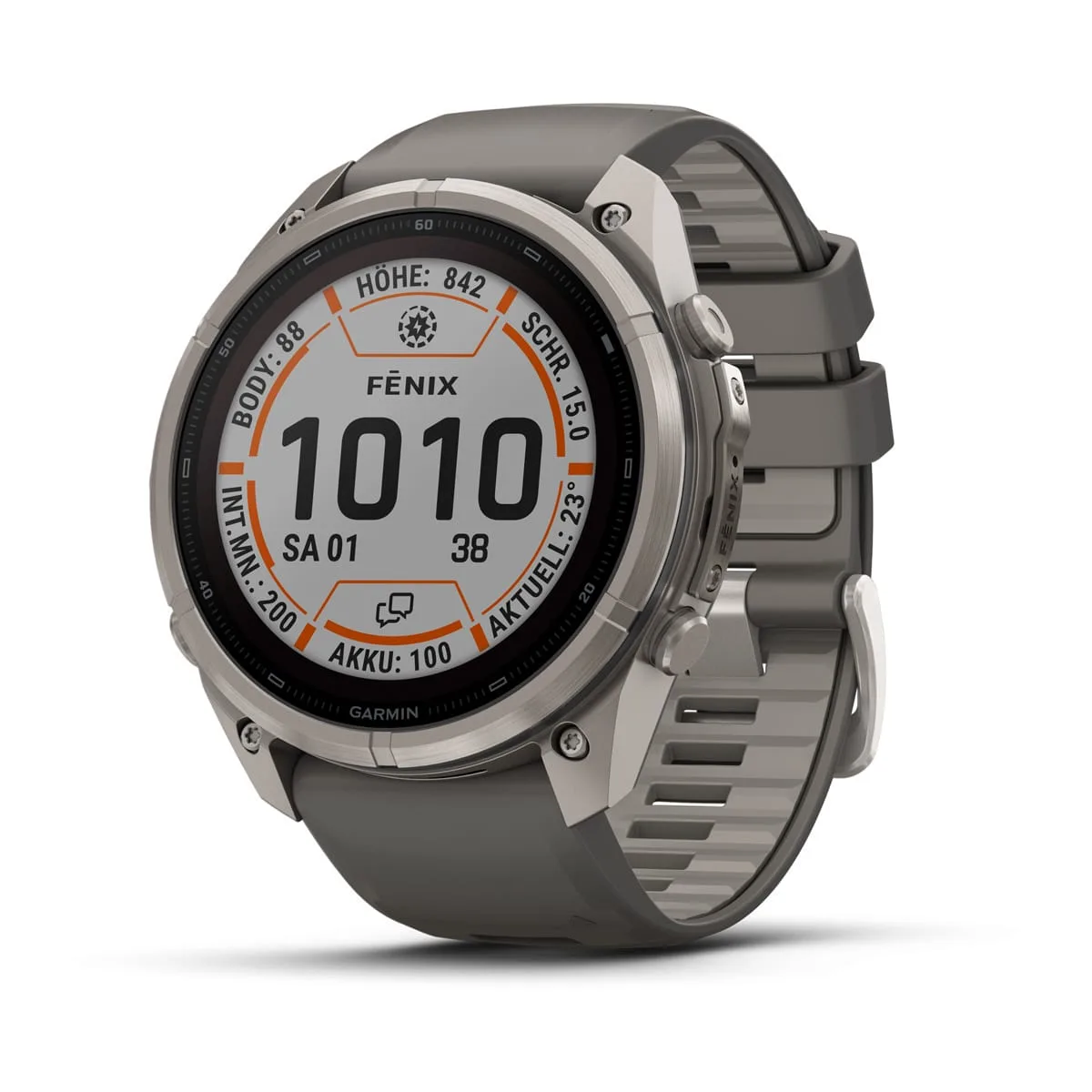 Garmin fēnix® 9 Pro inReach® Solar - 51 mm MIP Sapphire Titanium with Pebble Gray/Silver Gray Silicone Band 010-04339-01