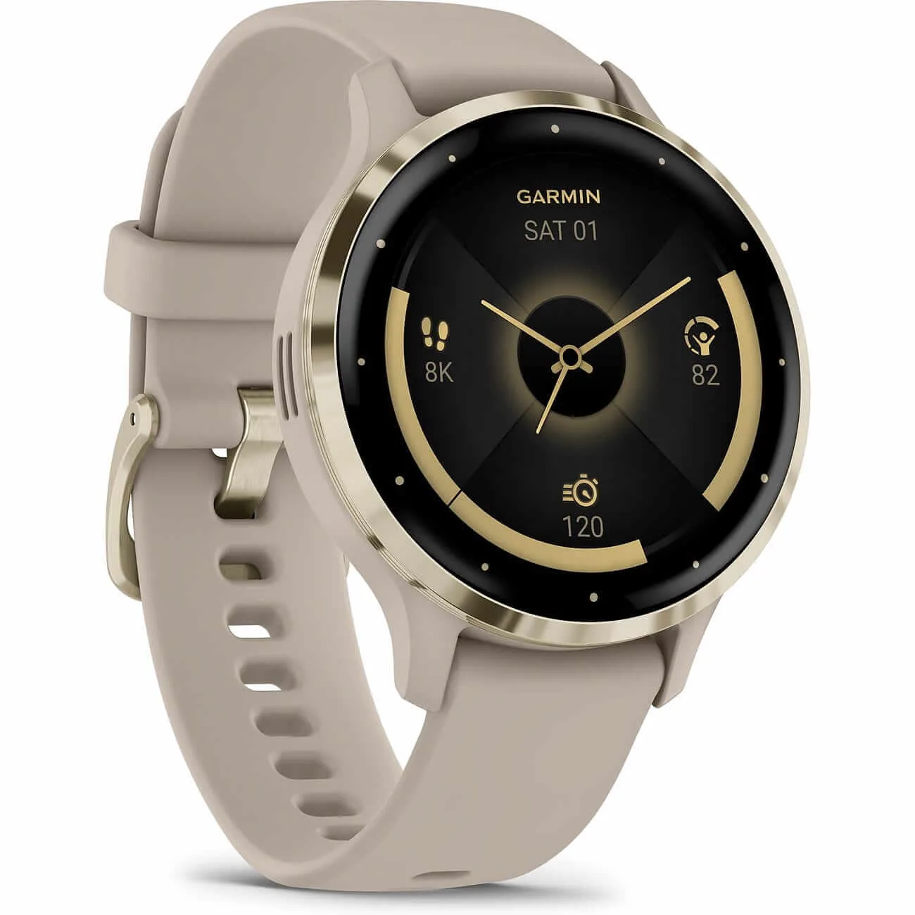 Garmin Venu 3S French Gray/Soft Gold with Silicone Strap Women's Watch 010-02785-02