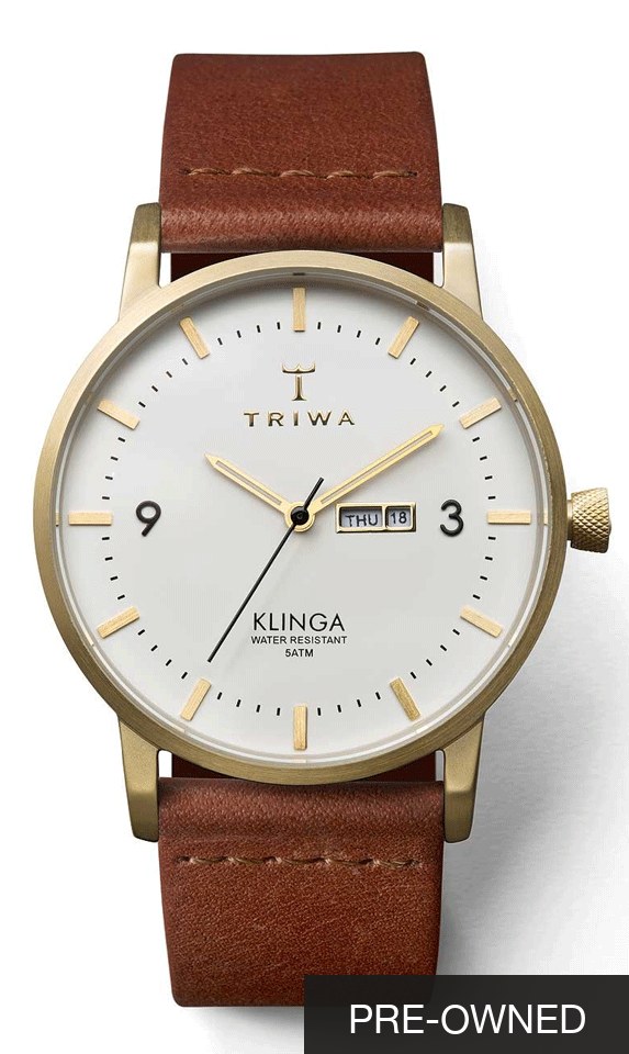 Pre-owned - Triwa Unisex Watch Ivory Klinga Brown Classic TRKLST103CL010213
