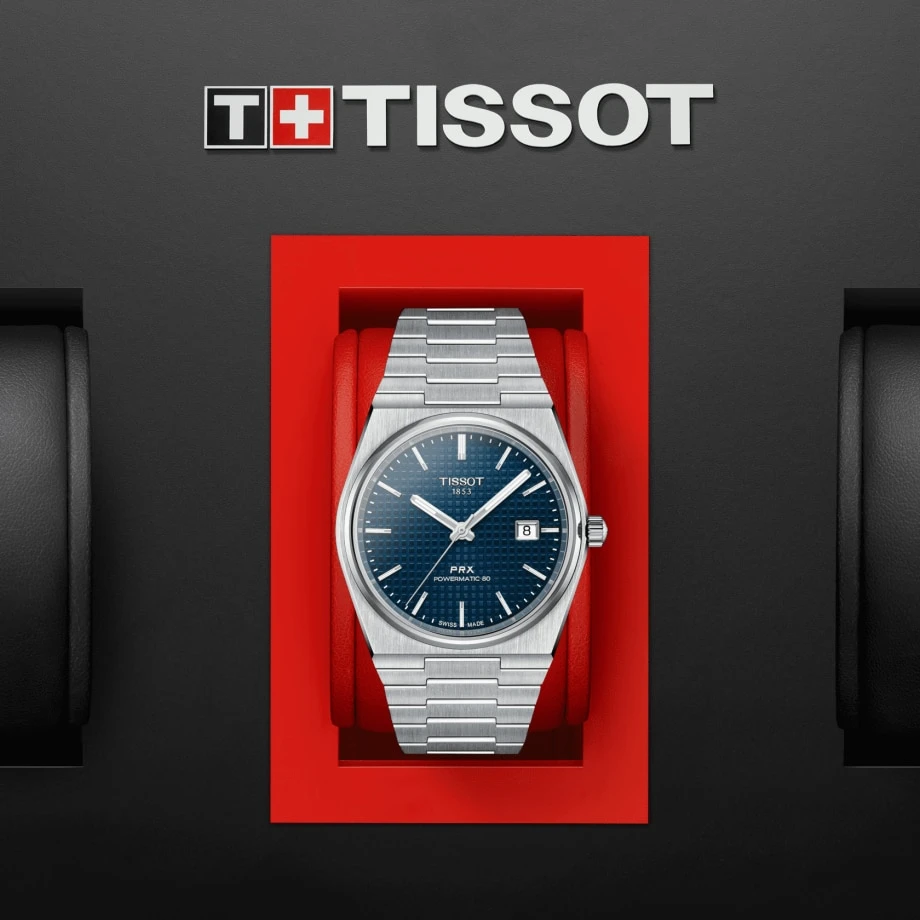 Tissot PRX men's watch T137.407.11.041.00 set with black rubber strap
