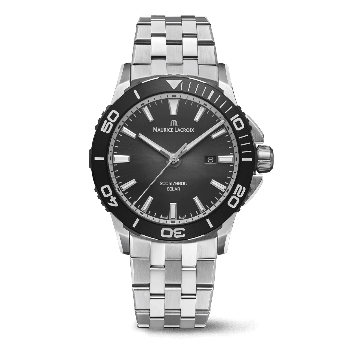 Maurice Lacroix PONTOS S SOLAR 42mm, Stainless Steel, Black Men's Watch PT1008-SSL22-330-1