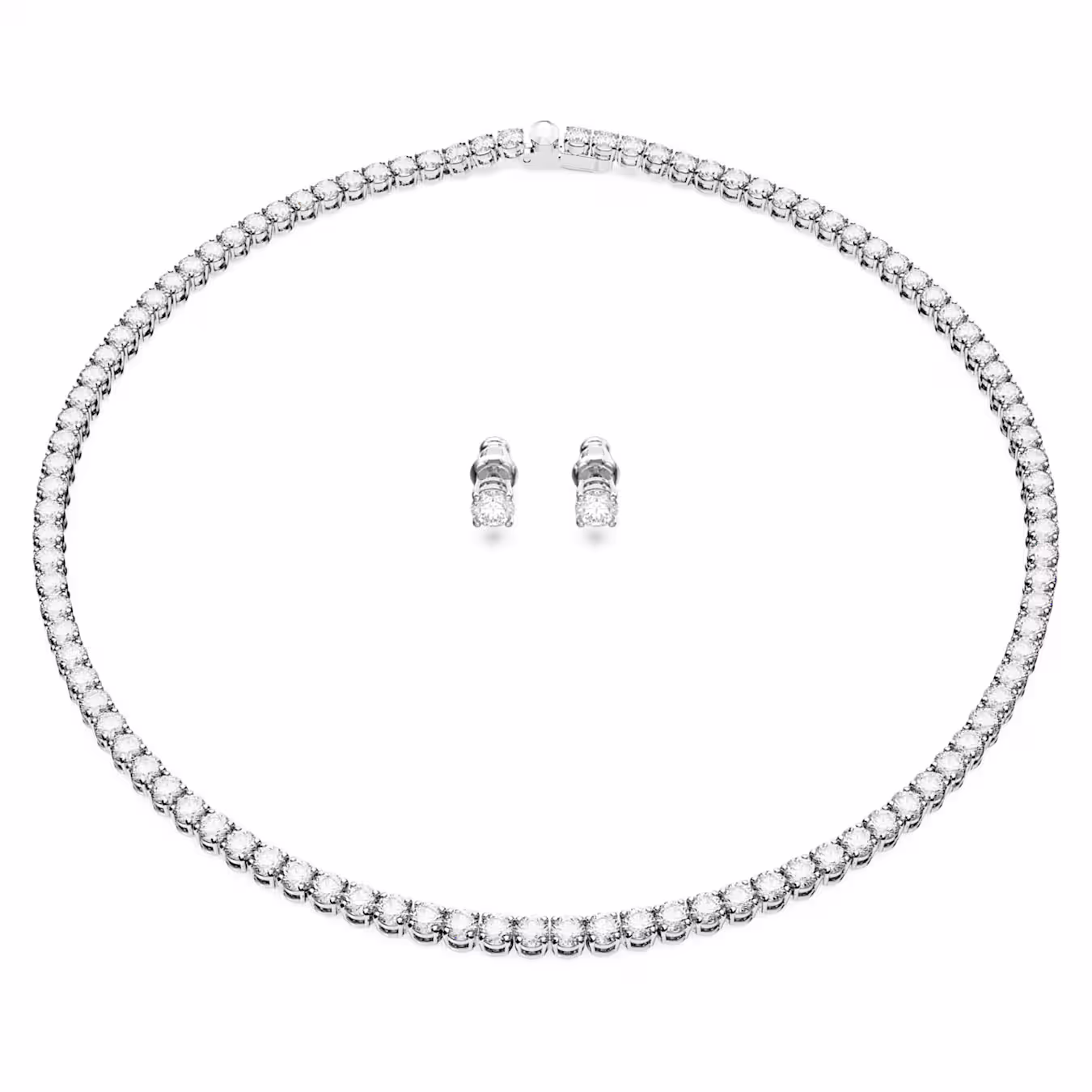 Swarovski Matrix Tennis Set Round Cut, White, Rhodium Plated