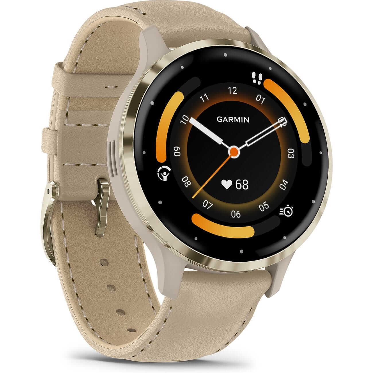 Garmin Venu 3S French Gray/Soft Gold with leather strap and silicone strap 010-02785-55