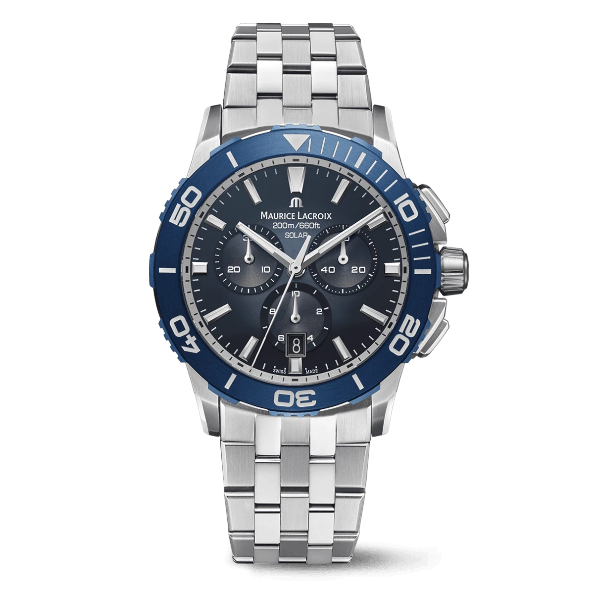 Maurice Lacroix PONTOS S SOLAR CHRONOGRAPH 42 mm, Quartz, Stainless Steel Bracelet Men's Watch PT1038-SSL42-430-1