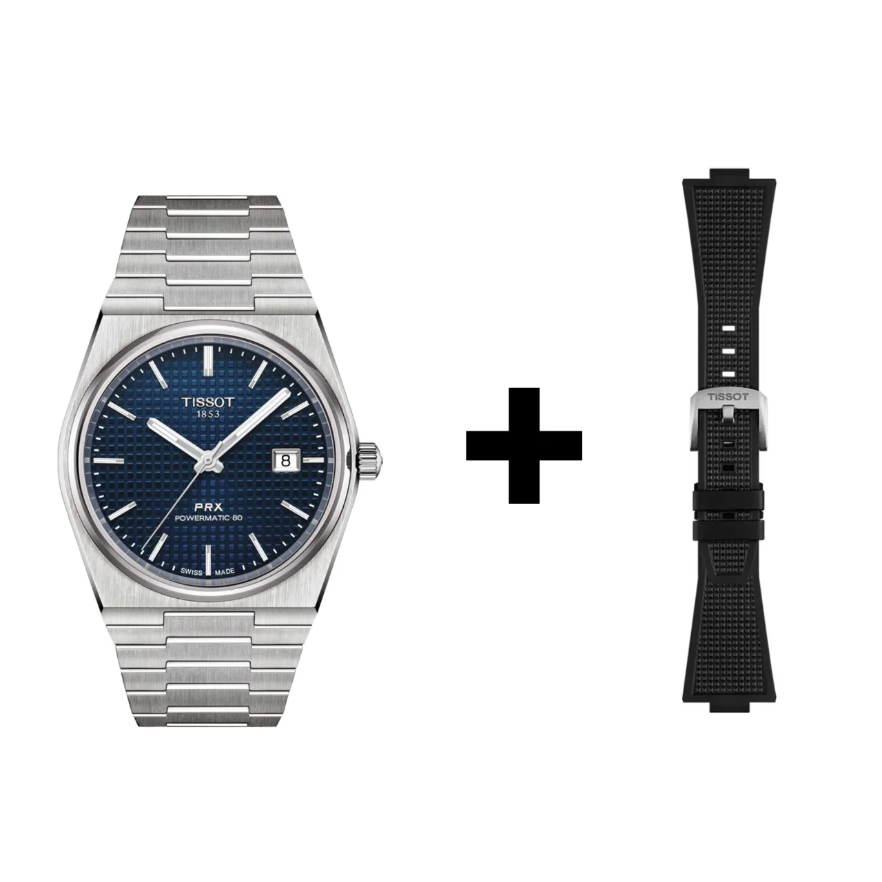 Tissot PRX men's watch T137.407.11.041.00 set with black rubber strap