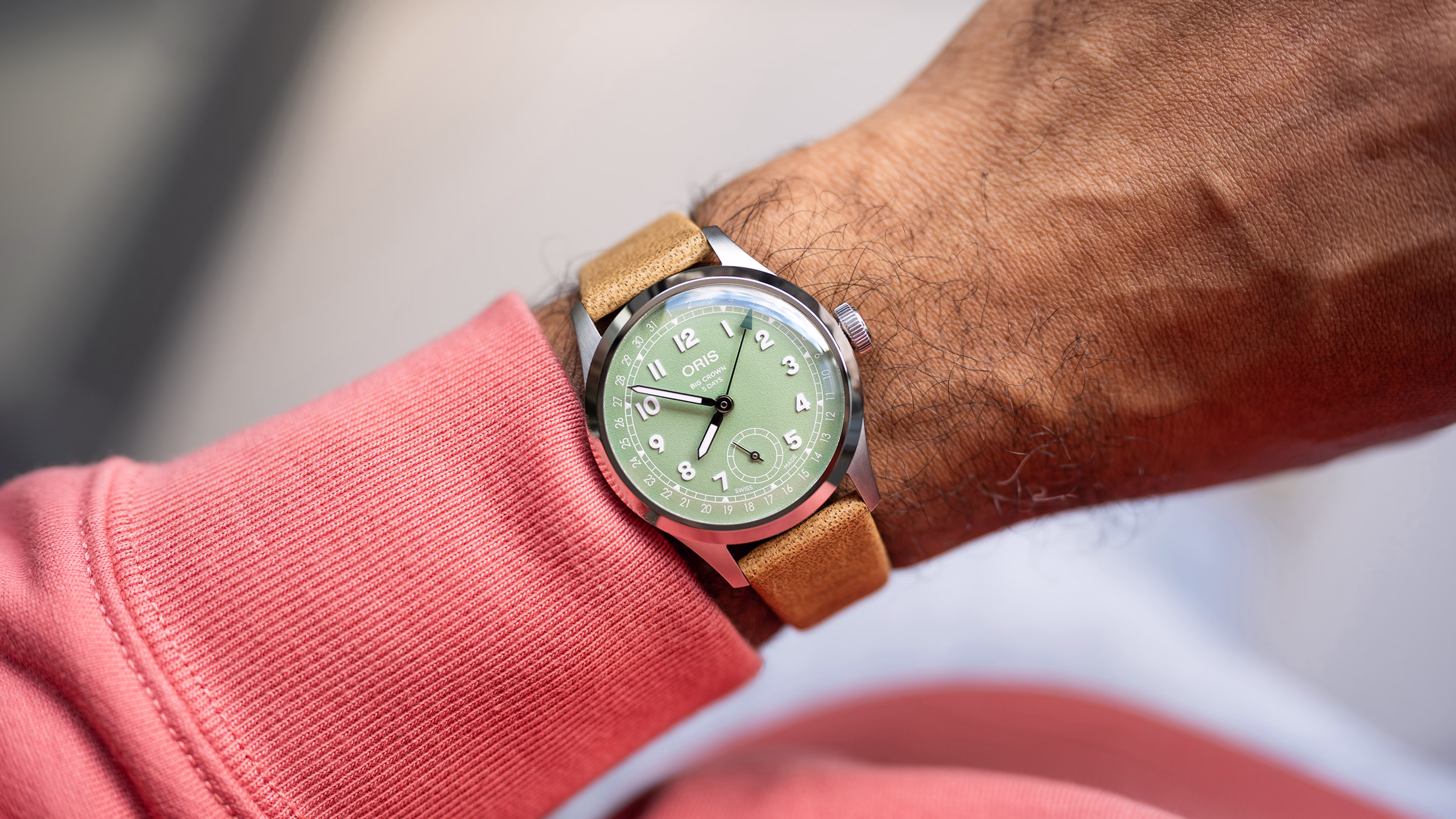 Oris Big Crown Pointer Date Calibre 403, 40mm, deerskin strap, green men's watch 01 403 7799 4067-07 6 ​​20 09FC