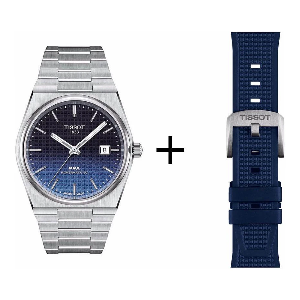 Tissot PRX Gradient men's watch T137.407.11.051.01 set with blue rubber strap