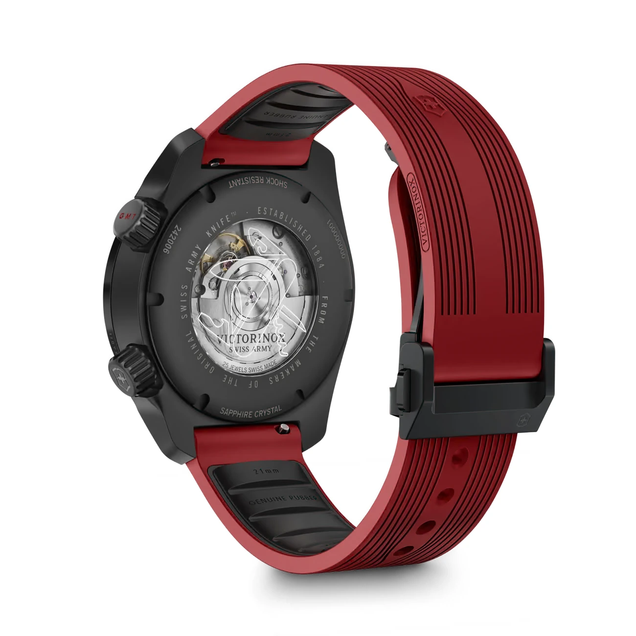 Victorinox Air Pro Automatic, red rubber strap, 43mm, 20 ATM men's watch 242006