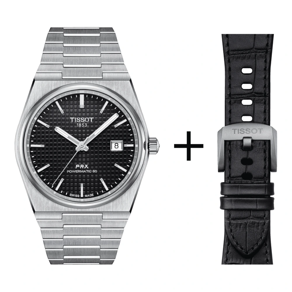 Tissot PRX men's watch T137.407.11.051.00 set with black leather strap