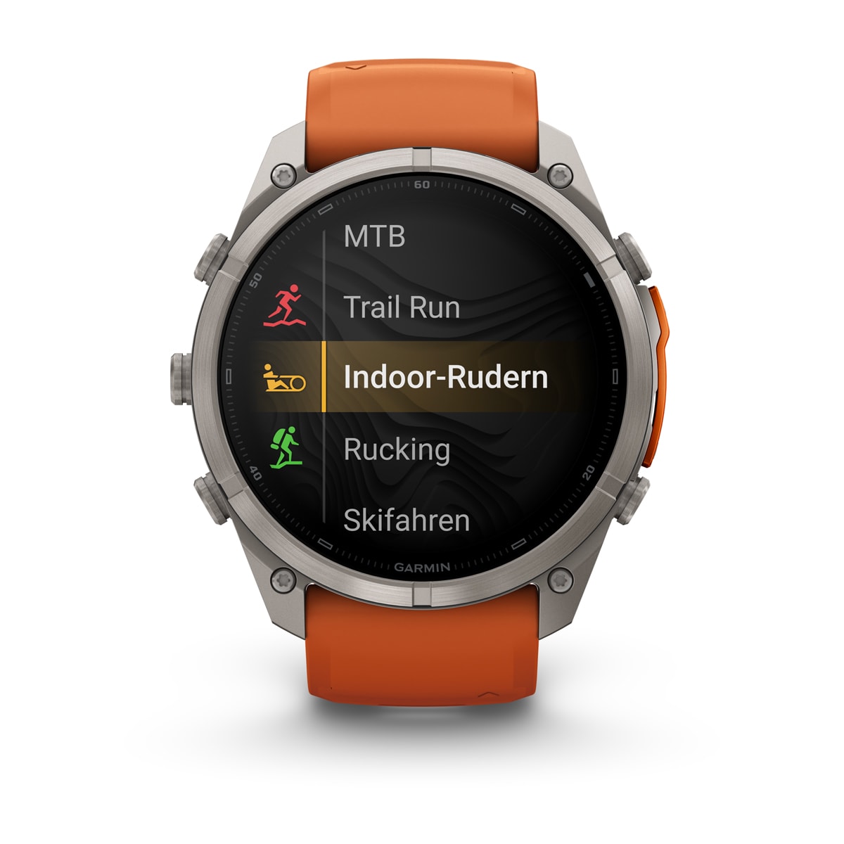 Garmin fēnix® 9 Pro inReach® - 51 mm AMOLED Sapphire Titanium with Autumn Orange/Spark Orange Silicone Band 010-04337-01