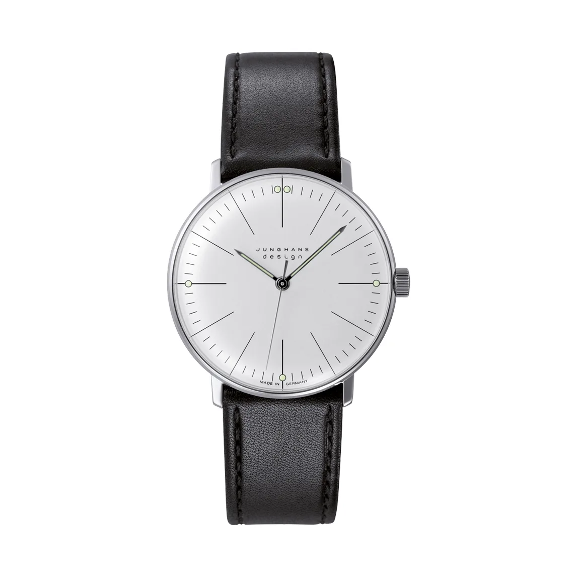 Junghans max bill Hand Winding 34mm Leather Strap Mens Watch 27/3700.02