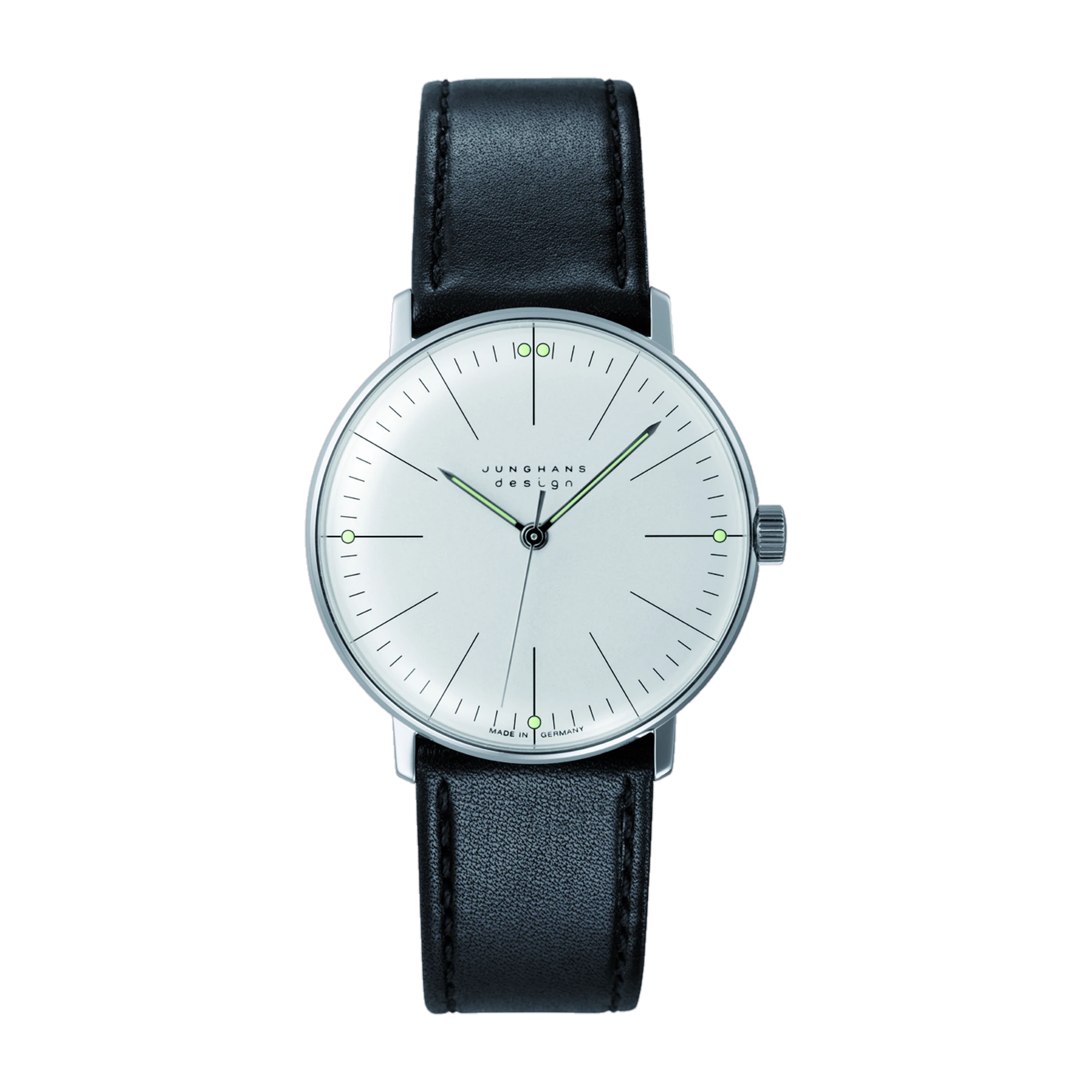 Junghans max bill Hand Winding 34mm Leather Strap Mens Watch 27/3700.02