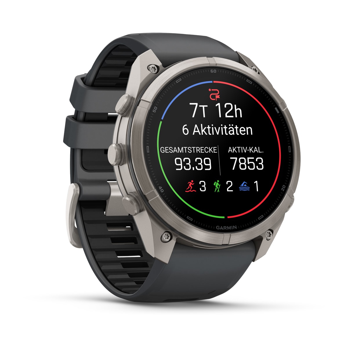 Garmin fēnix® 9 Pro inReach® - 51 mm AMOLED Sapphire Titanium with Graphite/Black Silicone Band 010-04337-21