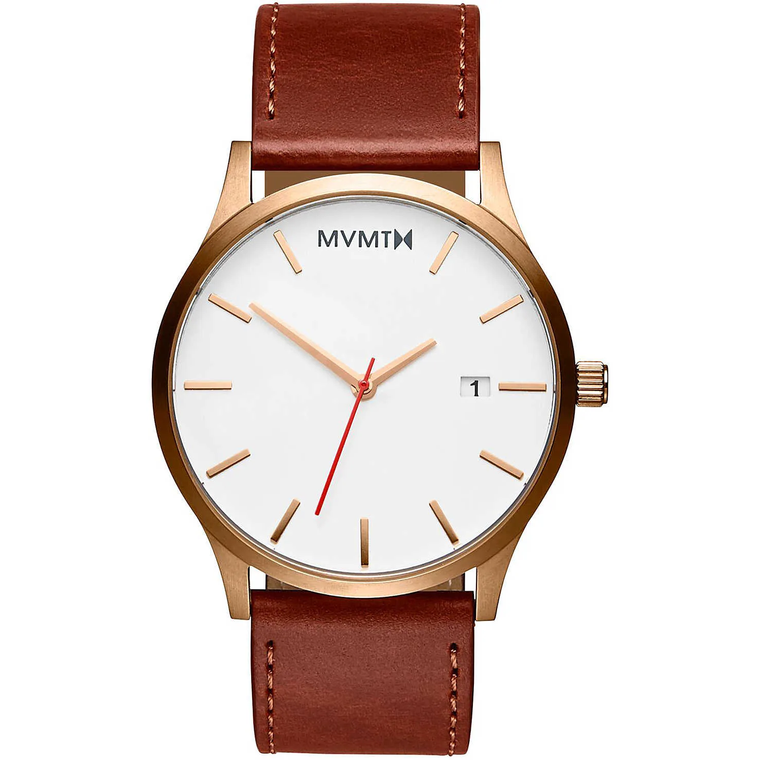 MVMT Men's Watch Classic Rose Gold Natural Tan MM01-WBR Movement