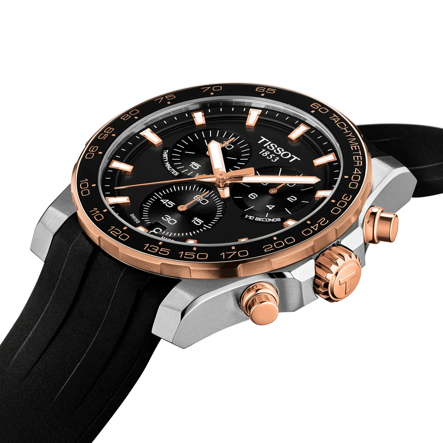 Tissot Supersport Chrono 42mm, quartz movement, nitrile rubber strap, black men's watch T125.417.27.051.00