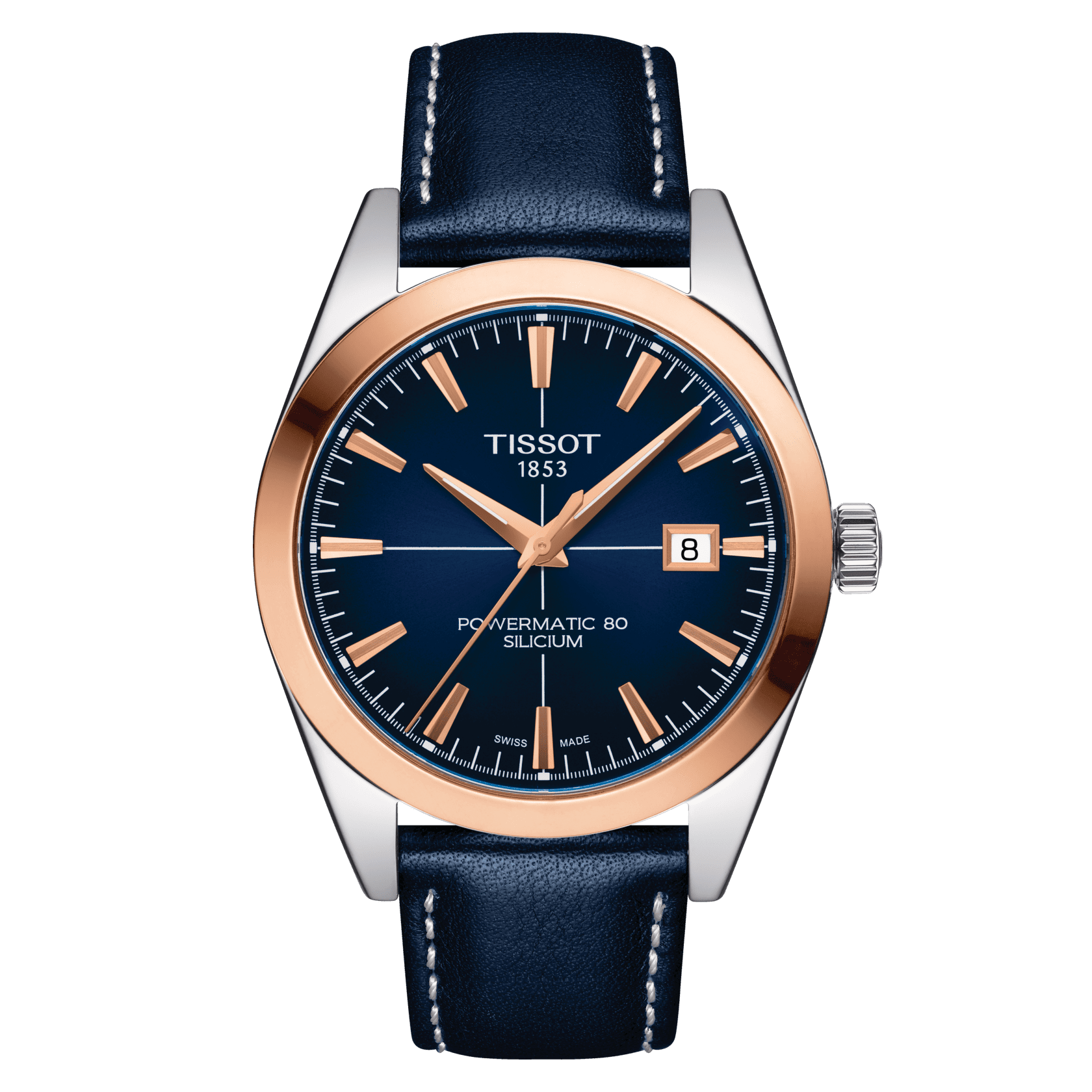 Tissot Gentleman Powermatic 80 Silicon 18K Gold Bezel Men's Watch T927.407.46.041.00