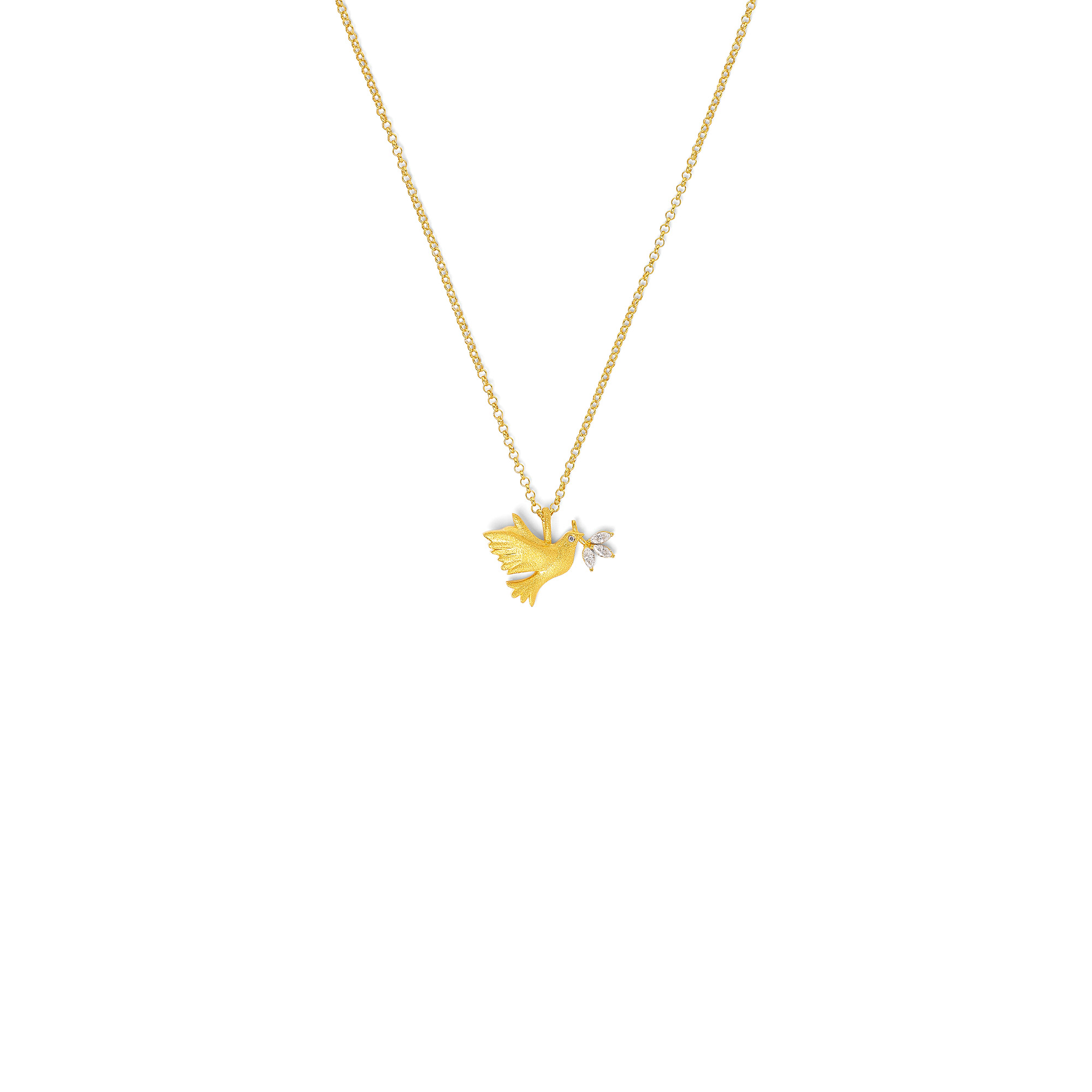 Bernd Wolf Dove Necklace, Zirconia, Sterling Silver 925