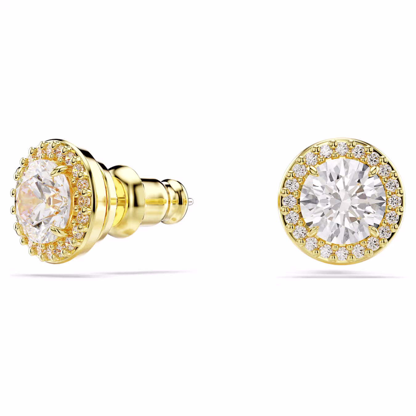 Swarovski Stecker Una Angelic Ohrstecker Rundschliff, Goldfarben, 18k vergoldet