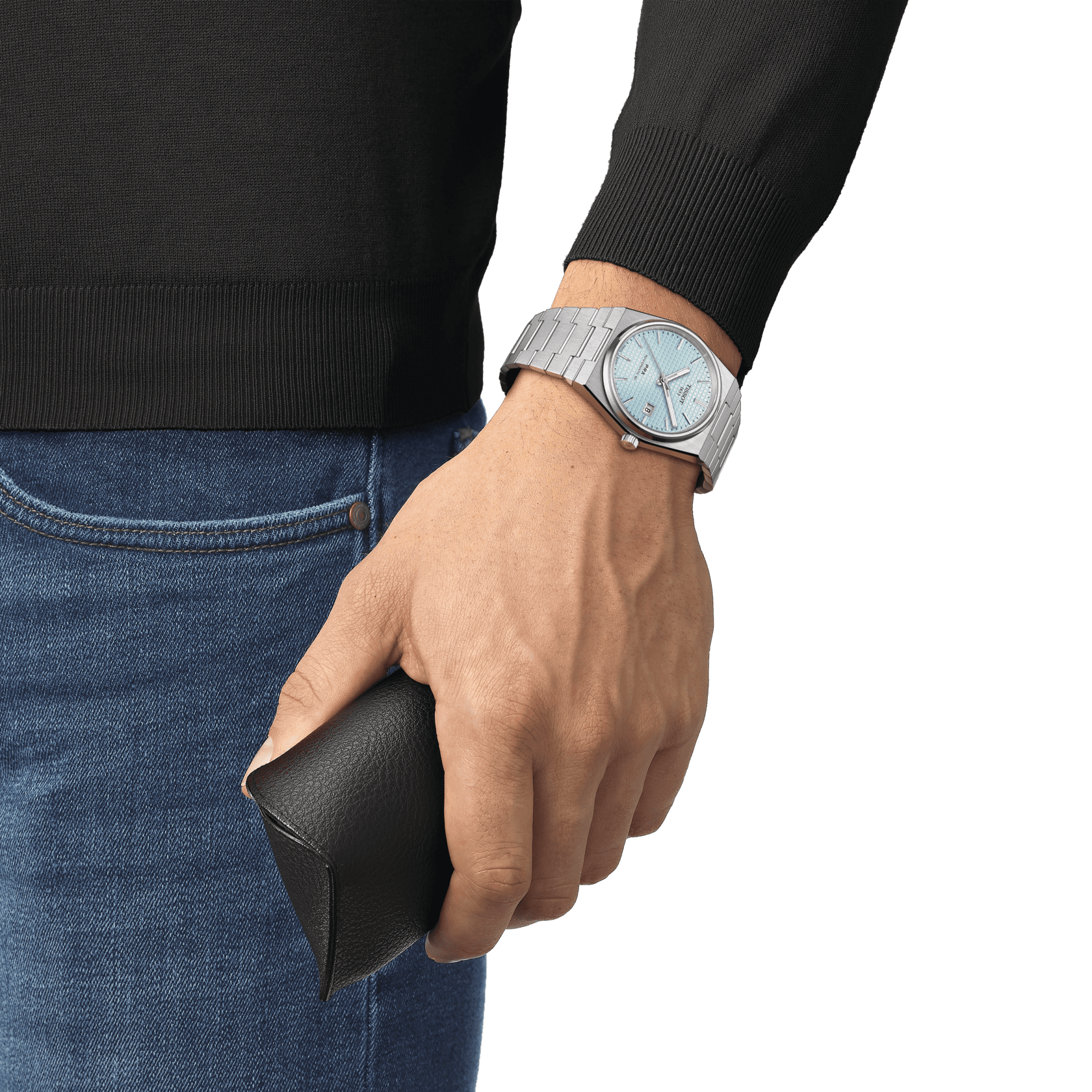 Tissot PRX Powermatic 80 light blue Ice Blue men's watch T137.407.11.351.00 set with blue leather strap