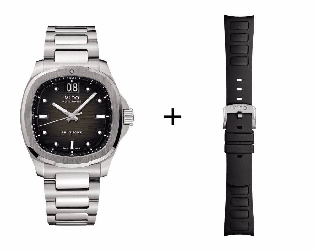 Mido Multifort TV Big Date men's watch M049.526.11.081.00 set with black rubber strap