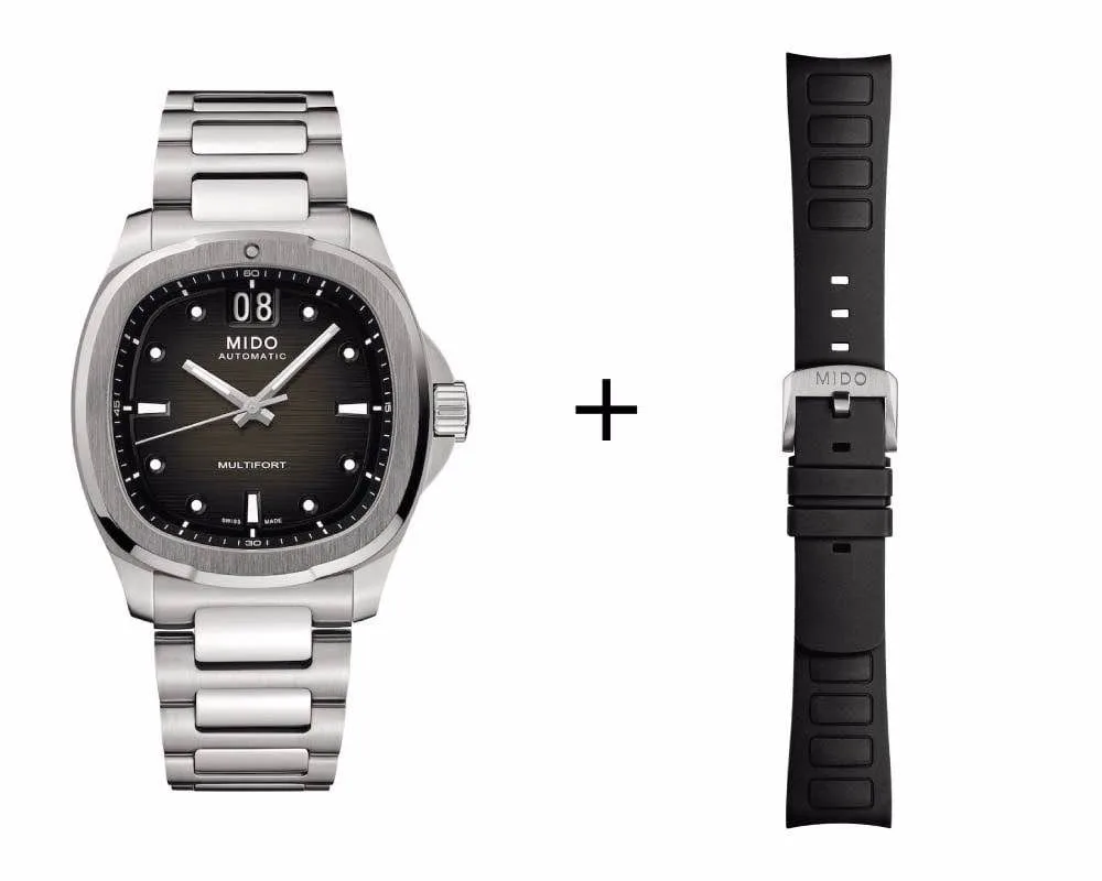 Mido Multifort TV Big Date men's watch M049.526.11.081.00 set with black rubber strap