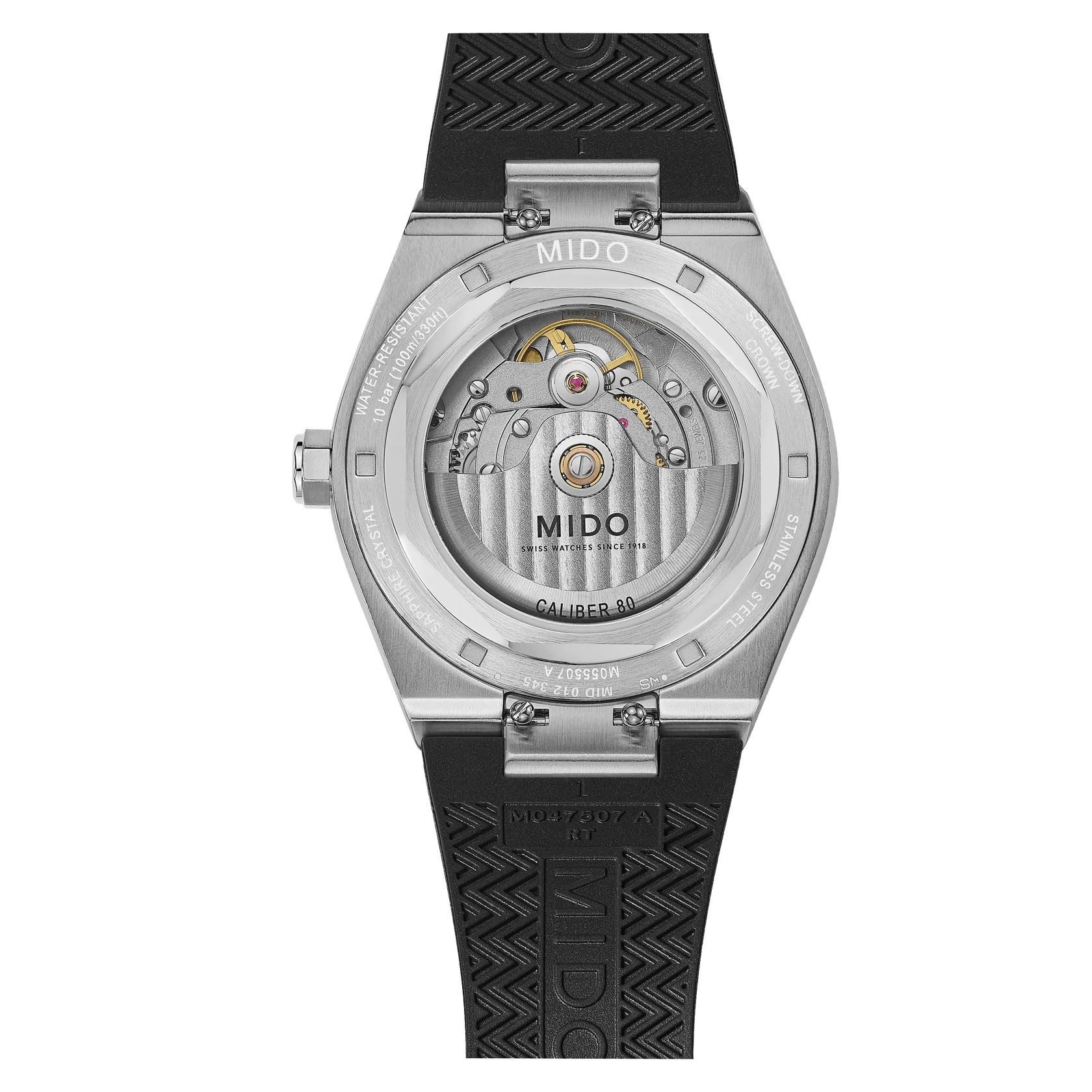 Mido Multifort 8 One Crown, Black, Rubber Strap, Octagonal Bezel Men's Watch M055.507.17.051.00