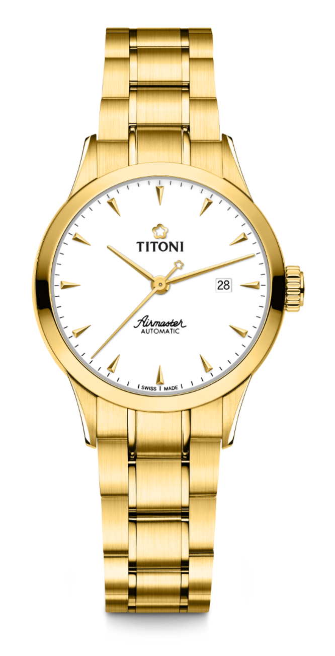 Titoni Airmaster Automatic Yellow Gold PVD Ladies Watch 23733G-583