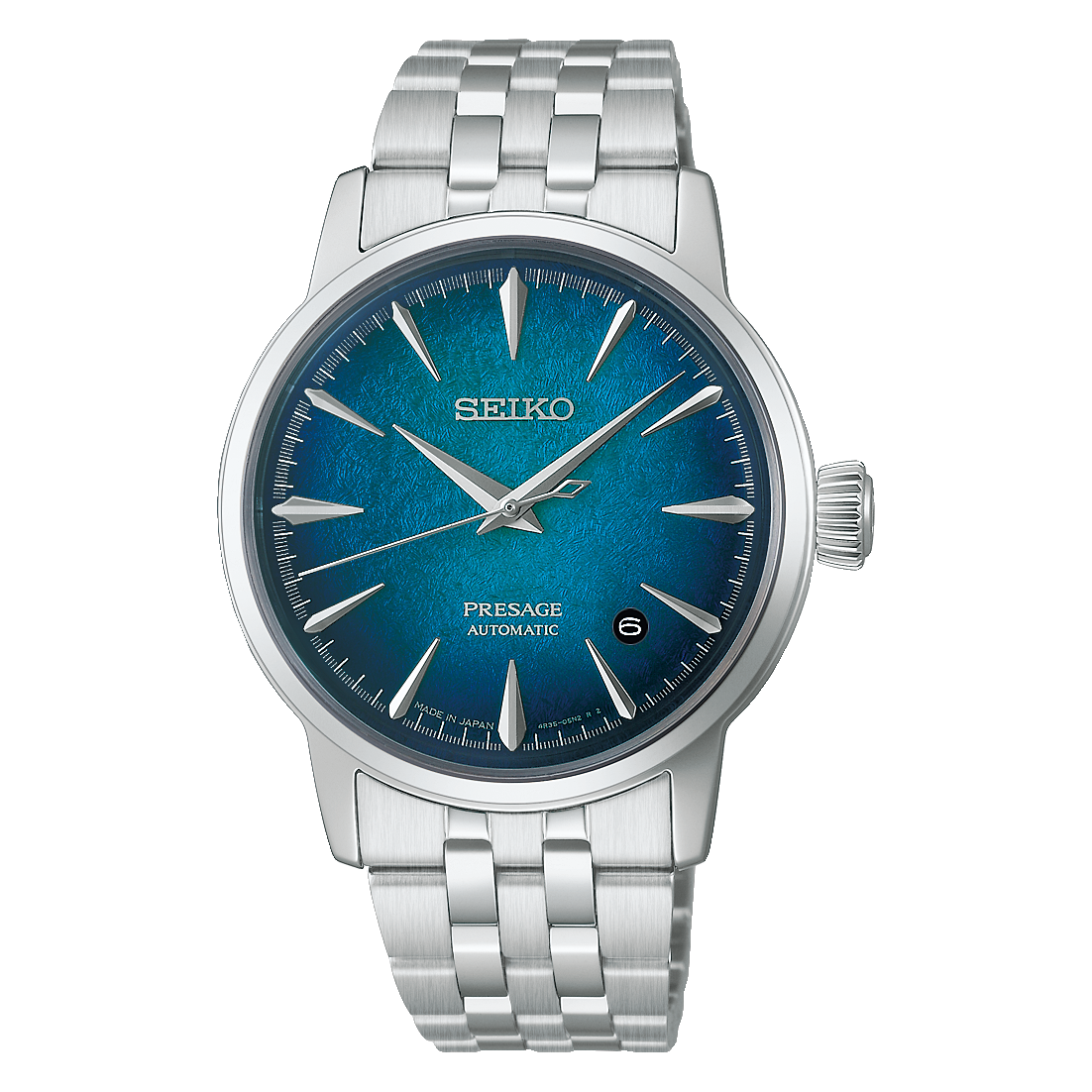 Seiko PRESAGE Automatic 3-Hand Watch, 22cm Strap Length, Stainless Steel, Emerald Mist Blue Men's Watch HCB001J1